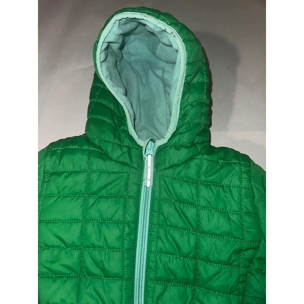 Cat & Jack Toddler Boys Green Quilted Fleece Lined Hooded Puffer Jacket 2T